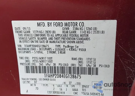 2014 Ford Taurus Se z USA, uszkodzony, nr VIN 1FAHP2D84EG128675